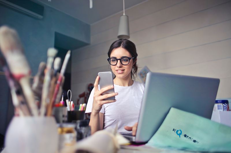 Girl looking at a cell phone